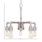 Vintage LED Chandelier in Aged Silver with 5 Light Chandelier Shown In Aged Silver Finish With Clear Antique LED Shade