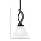 Monterey One Light Mini Pendant in Matte Black & Painted Distressed Wood-look Metal with 7" White Muslin Shade