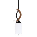 Monterey One Light Mini Pendant in Matte Black & Painted Wood-look Metal with 4" White Muslin Shade