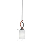 Monterey One Light Mini Pendant in Matte Black & Painted Wood-look Metal with 4" White Matrix Shade