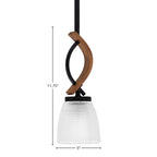 Monterey One Light Mini Pendant in Matte Black & Painted Wood-look Metal with 5" Clear Ribbed Shade