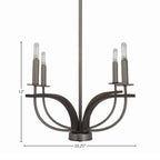 Monterey Four Light Chandelier in Graphite & Painted Distressed Wood-look Metal