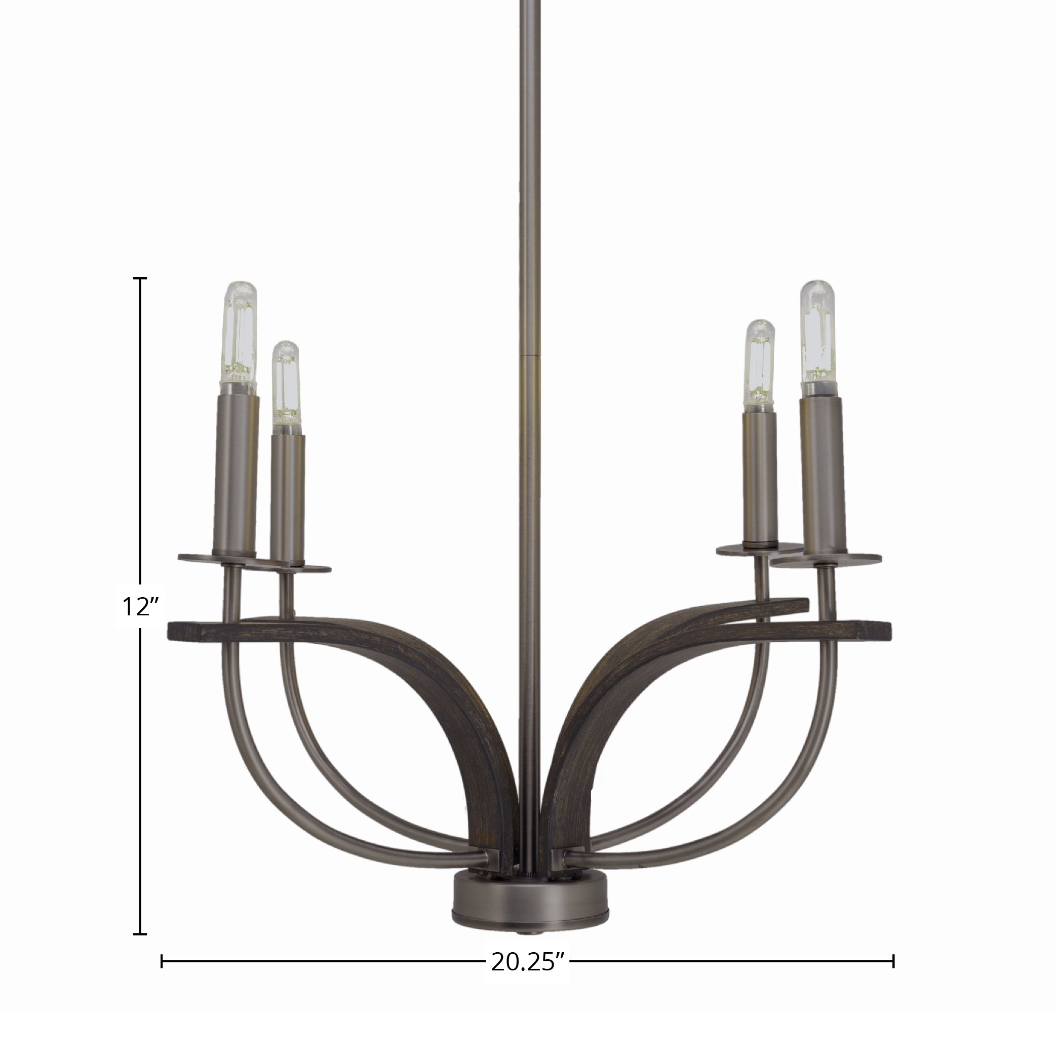 Monterey Four Light Chandelier in Graphite & Painted Distressed Wood-look Metal