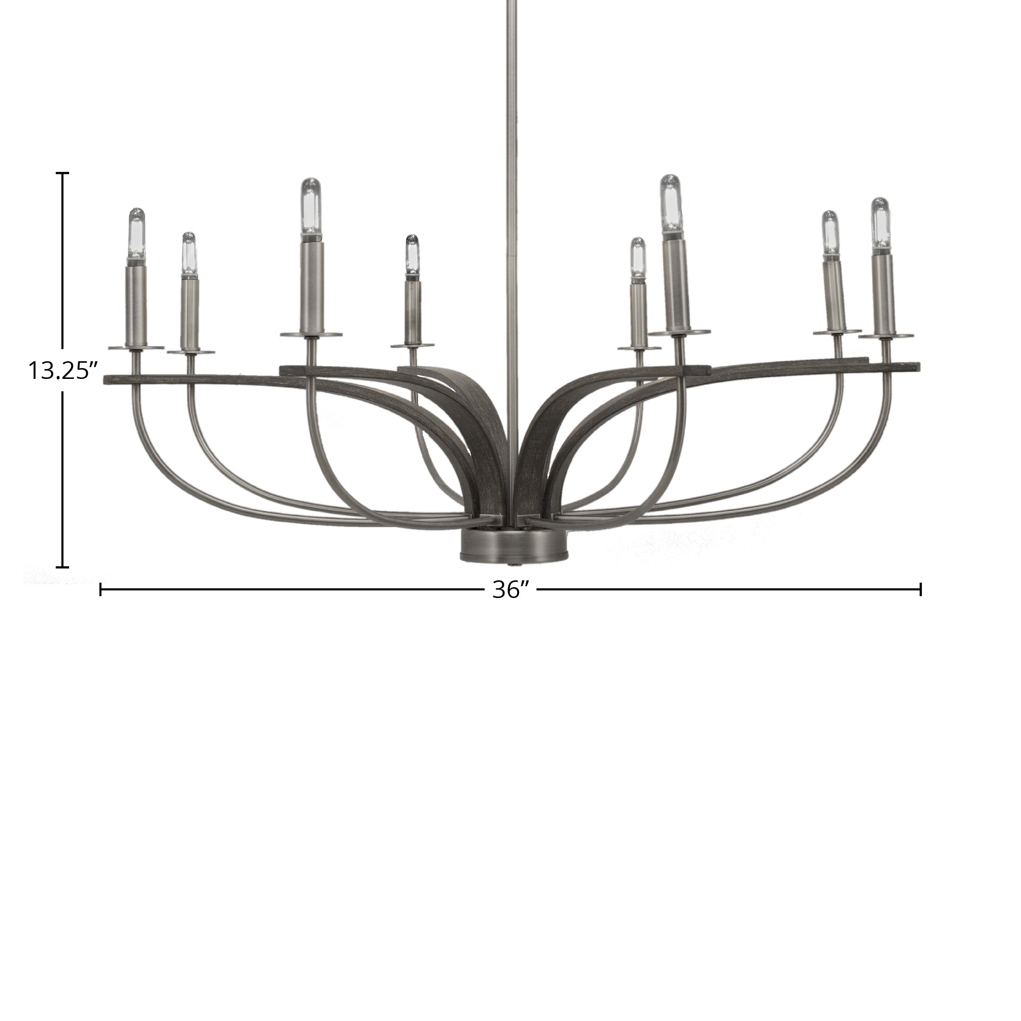 Monterey Eight Light Chandelier in Graphite & Painted Distressed Wood-look Metal