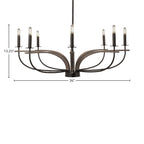 Monterey Eight Light Chandelier in Matte Black & Painted Distressed Wood-look Metal