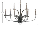 Monterey Nine Light Chandelier in Graphite & Painted Distressed Wood-look Metal