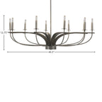 Monterey Ten Light Chandelier in Graphite & Painted Distressed Wood-look Metal