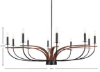 Monterey Ten Light Chandelier in Matte Black & Painted Wood-look Metal