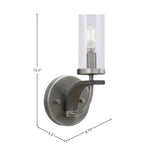 Monterey One Light Wall Sconce in Graphite & Painted Distressed Wood-look Metal with 2.5" Clear Bubble Shade