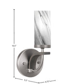 Monterey One Light Wall Sconce in Graphite & Painted Distressed Wood-look Metal with 2.5" Onyx Swirl Shade