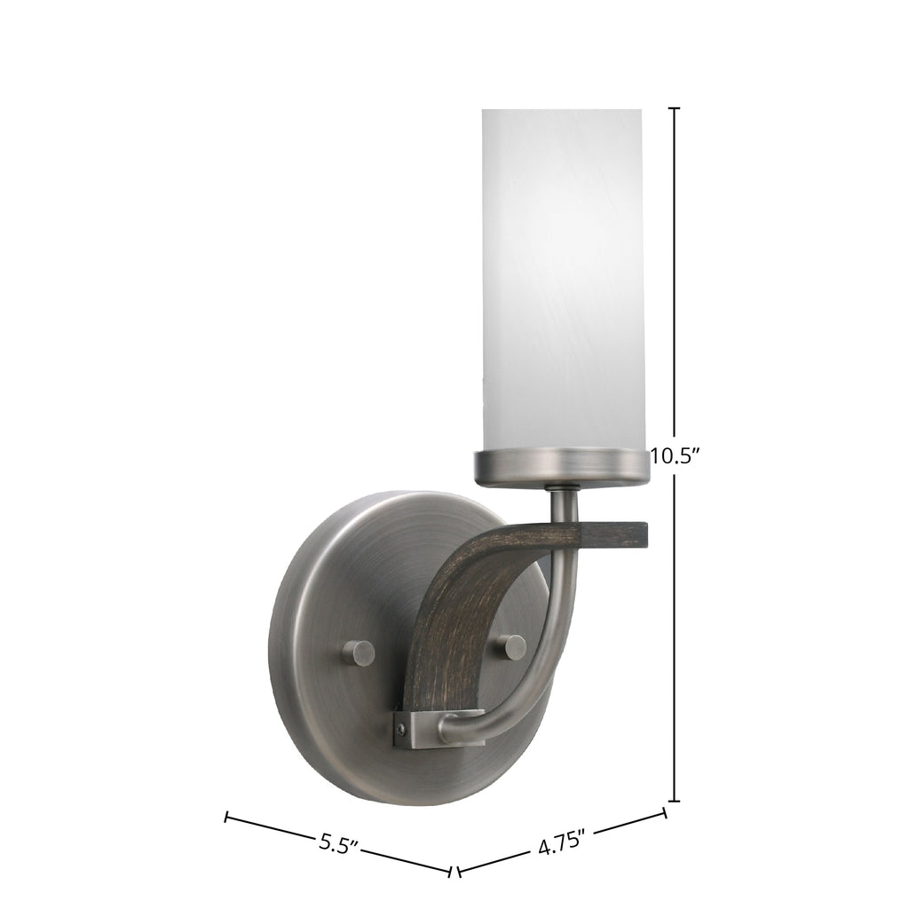 Monterey One Light Wall Sconce in Graphite & Painted Distressed Wood-look Metal with 2.5" White Marble Shade
