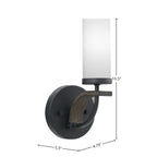 Monterey One Light Wall Sconce in Matte Black & Painted Distressed Wood-look Metal with 2.5" White Marble Shade