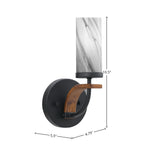 Monterey One Light Wall Sconce in Matte Black & Painted Wood-look Metal with 2.5" Onyx Swirl Shade
