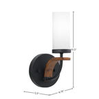 Monterey One Light Wall Sconce in Matte Black & Painted Wood-look Metal with 2.5" White Marble Shade