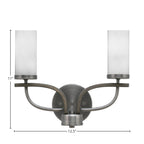 Monterey Two Light Bath Bar in Graphite & Painted Distressed Wood-look Metal with 2.5" White Marble Shade