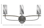 Monterey Three Light Bath Bar in Graphite & Painted Distressed Wood-look Metal with 2.5" Onyx Swirl Shade