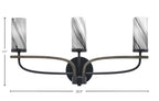 Monterey Three Light Bath Bar in Matte Black & Painted Distressed Wood-look Metal with 2.5" Onyx Swirl Shade