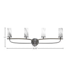 Monterey Four Light Bath Bar in Graphite & Painted Distressed Wood-look Metal with 2.5" Onyx Swirl Shade