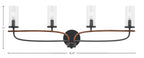 Monterey Four Light Bath Bar in Matte Black & Painted Wood-look Metal with 2.5" Clear Bubble Shade