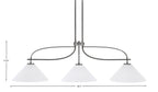 Monterey Three Light Island Pendant in Graphite & Painted Distressed Wood-look Metal with 12" White Marble Shade