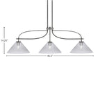Monterey Three Light Island Pendant in Graphite & Painted Distressed Wood-look Metal with 12" Smoke Bubble Shade