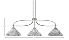 Monterey Three Light Island Pendant in Graphite & Painted Distressed Wood-look Metal with 12" Onyx Swirl Shade