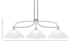 Monterey Three Light Bar in Graphite & Painted Distressed Wood-look Metal with 16" White Marble Shade