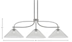 Monterey Three Light Bar in Graphite & Painted Distressed Wood-look Metal with 16" Smoke Bubble Shade