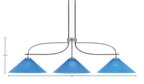 Monterey Three Light Bar in Graphite & Painted Distressed Wood-look Metal with 16" Blue Italian Shade