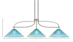 Monterey Three Light Bar in Graphite & Painted Distressed Wood-look Metal with 16" Teal Crystal Shade