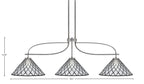 Monterey Three Light Bar in Graphite & Painted Distressed Wood-look Metal with 16" Diamond Ice Art Glass Shade