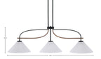 Monterey Three Light Island Pendant in Matte Black & Painted Wood-look Metal with 12" White Marble Shade