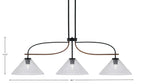 Monterey Three Light Island Pendant in Matte Black & Painted Wood-look Metal with 12" Smoke Bubble Shade