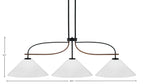 Monterey Three Light Island Pendant in Matte Black & Painted Wood-look Metal with 16" White Marble Shade