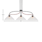 Monterey Three Light Bar in Matte Black & Painted Wood-look Metal with 16" Clear Bubble Shade