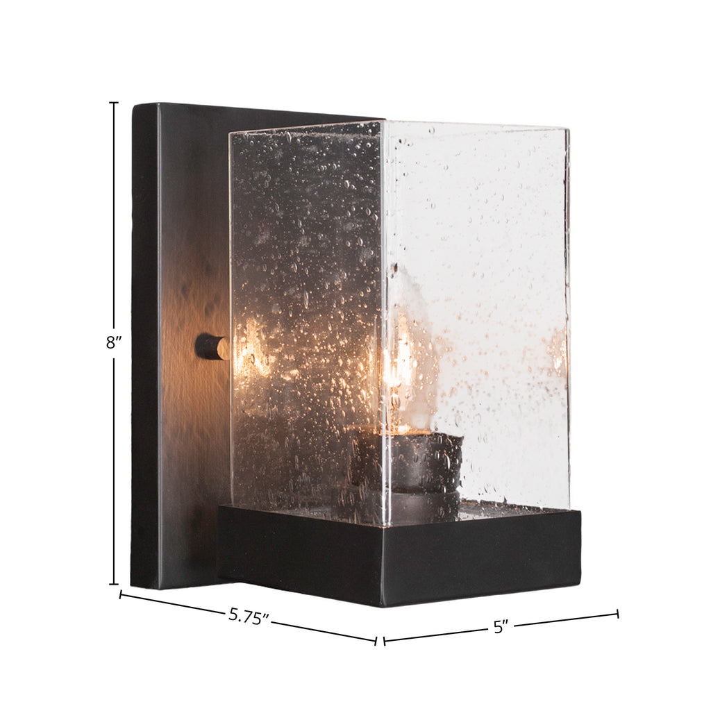 Nouvelle One Light Wall Sconce in Espresso with 4" Square Clear Bubble Shade
