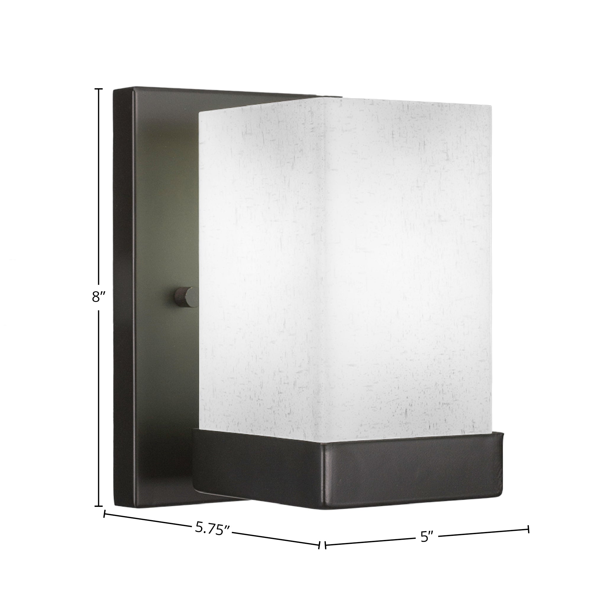 Nouvelle One Light Wall Sconce in Espresso with 4" Square White Muslin Shade