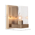 Nouvelle One Light Wall Sconce in New Age Brass with 4" Square Clear Bubble Shade