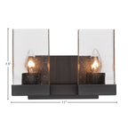 Nouvelle Two Light Bath Bar in Espresso with 4" Square Clear Bubble Shade