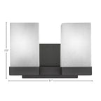 Nouvelle Two Light Bath Bar in Espresso with 4" Square White Muslin Shade