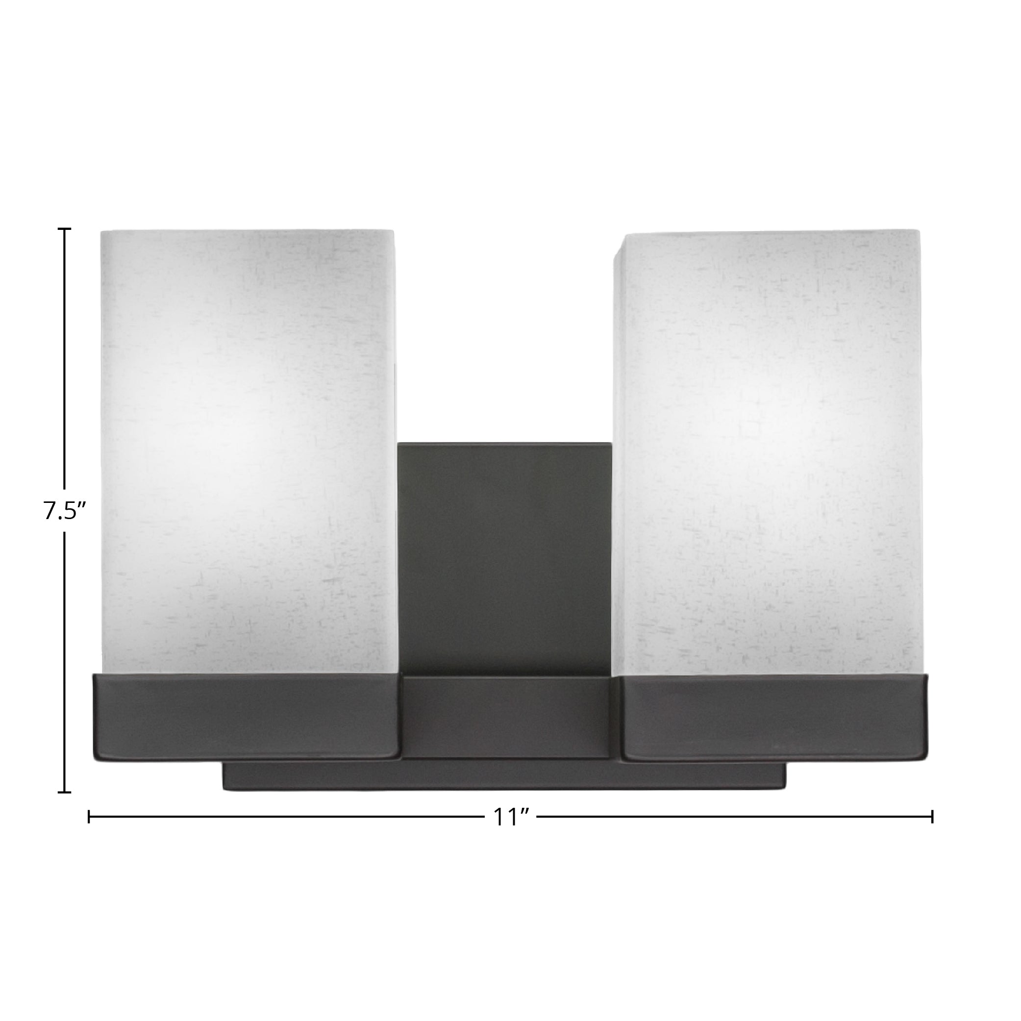 Nouvelle Two Light Bath Bar in Espresso with 4" Square White Muslin Shade