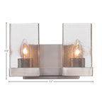 Nouvelle Two Light Bath Bar in Graphite with 4" Square Clear Bubble Shade