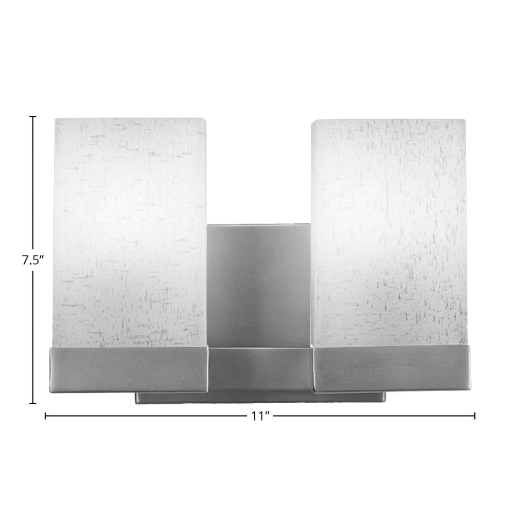 Nouvelle Two Light Bath Bar in Graphite with 4" Square White Muslin Shade