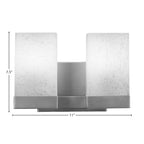 Nouvelle Two Light Bath Bar in Graphite with 4" Square White Muslin Shade