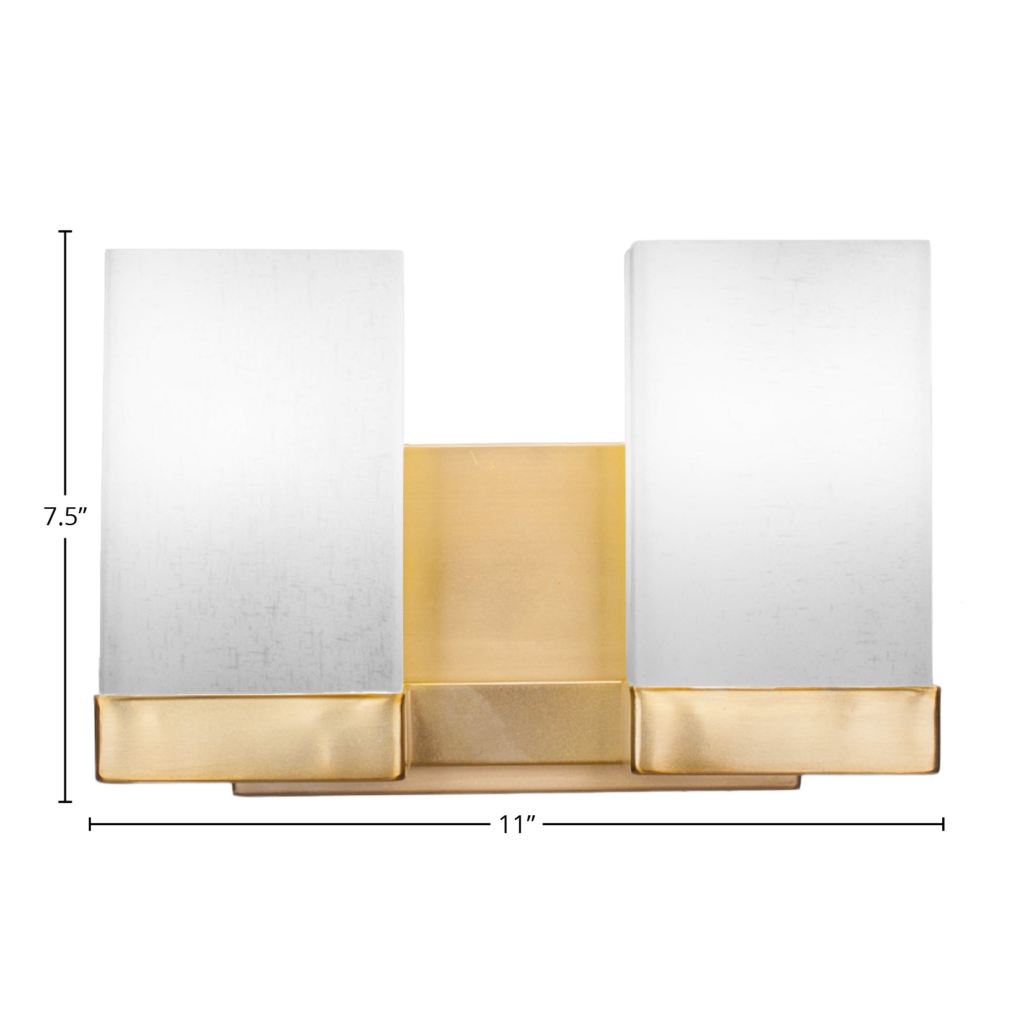 Nouvelle Two Light Bath Bar in New Age Brass with 4" Square White Muslin Shade