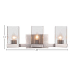 Nouvelle Three Light Bath Bar in Graphite with 4" Square Clear Bubble Shade