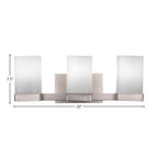 Nouvelle Three Light Bath Bar in Graphite with 4" Square White Muslin Shade