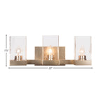 Nouvelle Three Light Bath Bar in New Age Brass with 4" Square Clear Bubble Shade