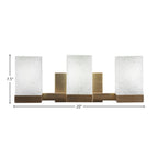 Nouvelle Three Light Bath Bar in New Age Brass with 4" Square White Muslin Shade