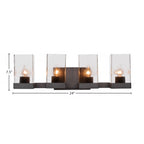 Nouvelle Four Light Bath Bar in Espresso with 4" Square Clear Bubble Shade